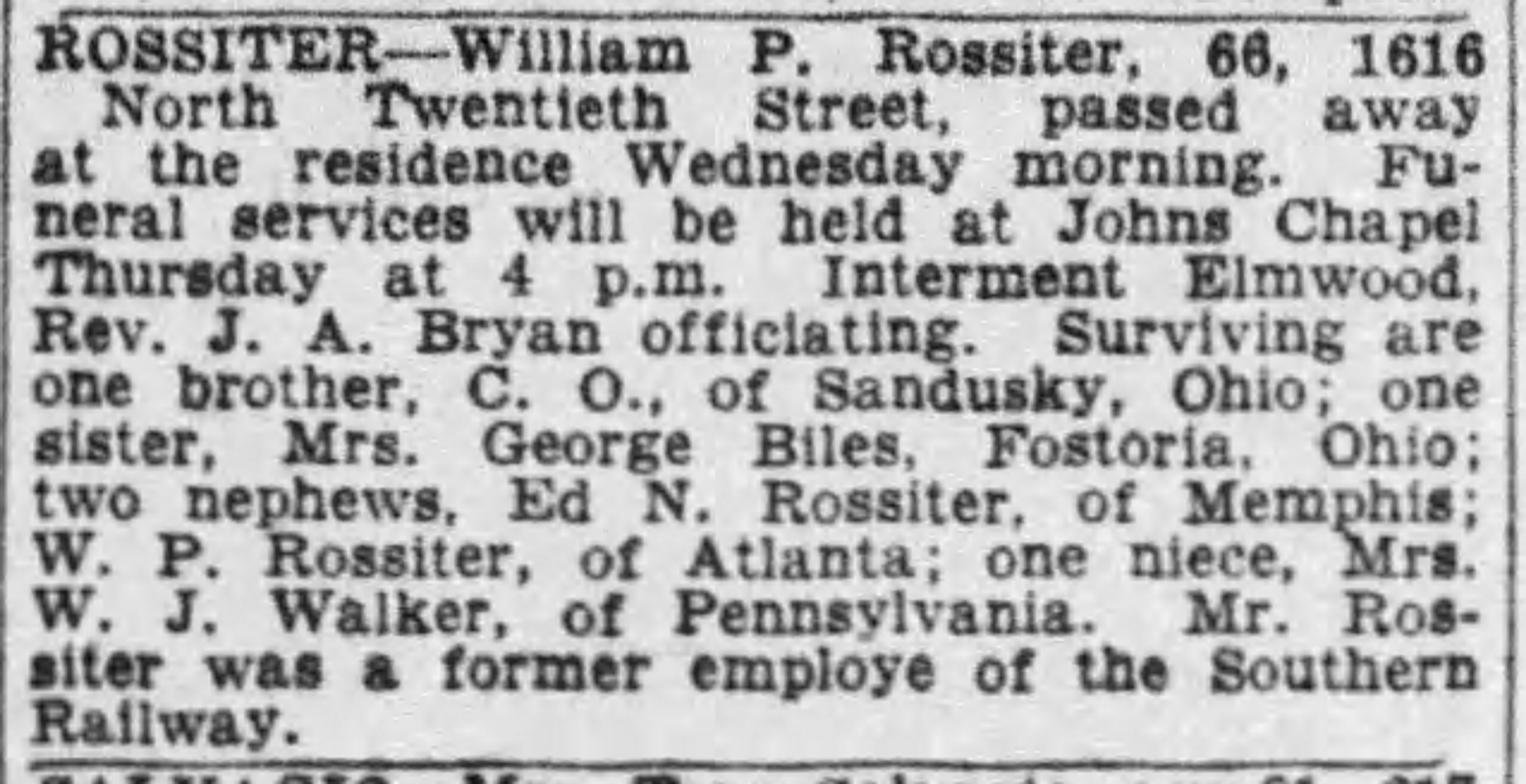 William P. Rossiter obituary